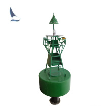 inland river buoy With green conical daymark and radar reflector